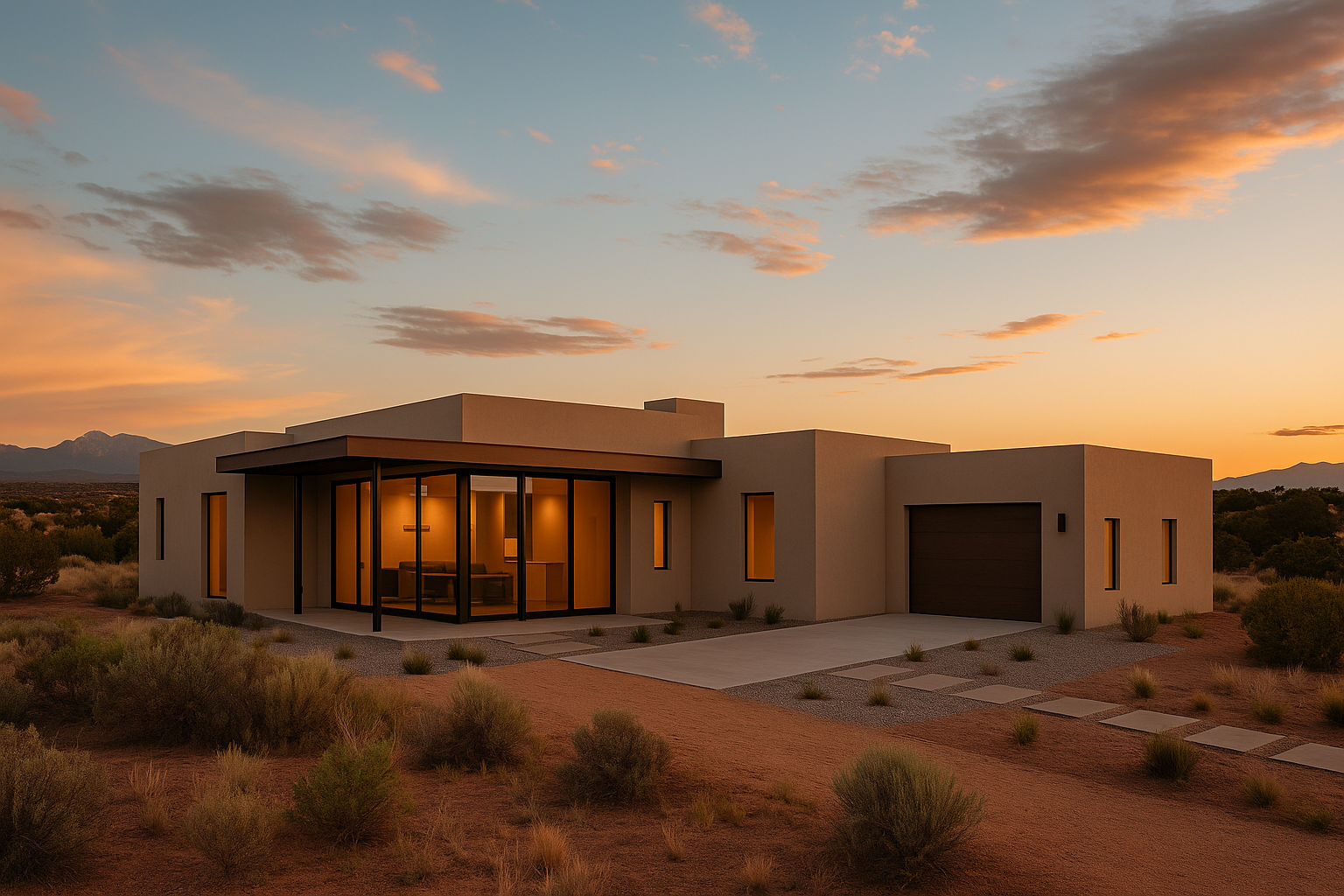AI generated photo of a modern home in Santa Fe, NM
