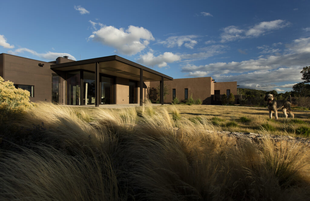 Photo of modern home in high desert setting in Santa Fe, NM
