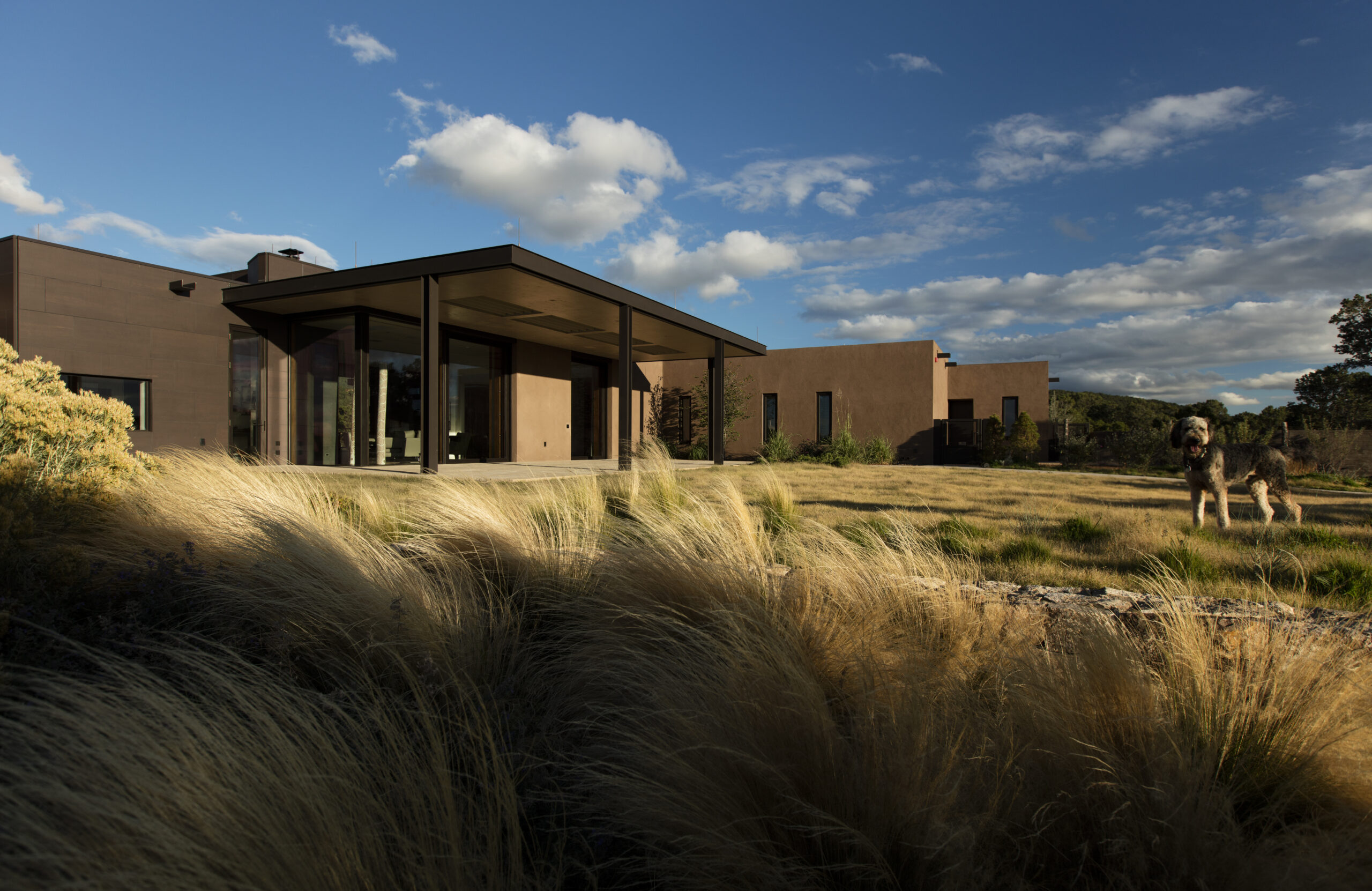 Photo of modern home in high desert setting in Santa Fe, NM
